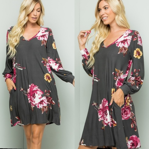 LAST 1! Gorgeous floral puff sleeve dress - Picture 2 of 7